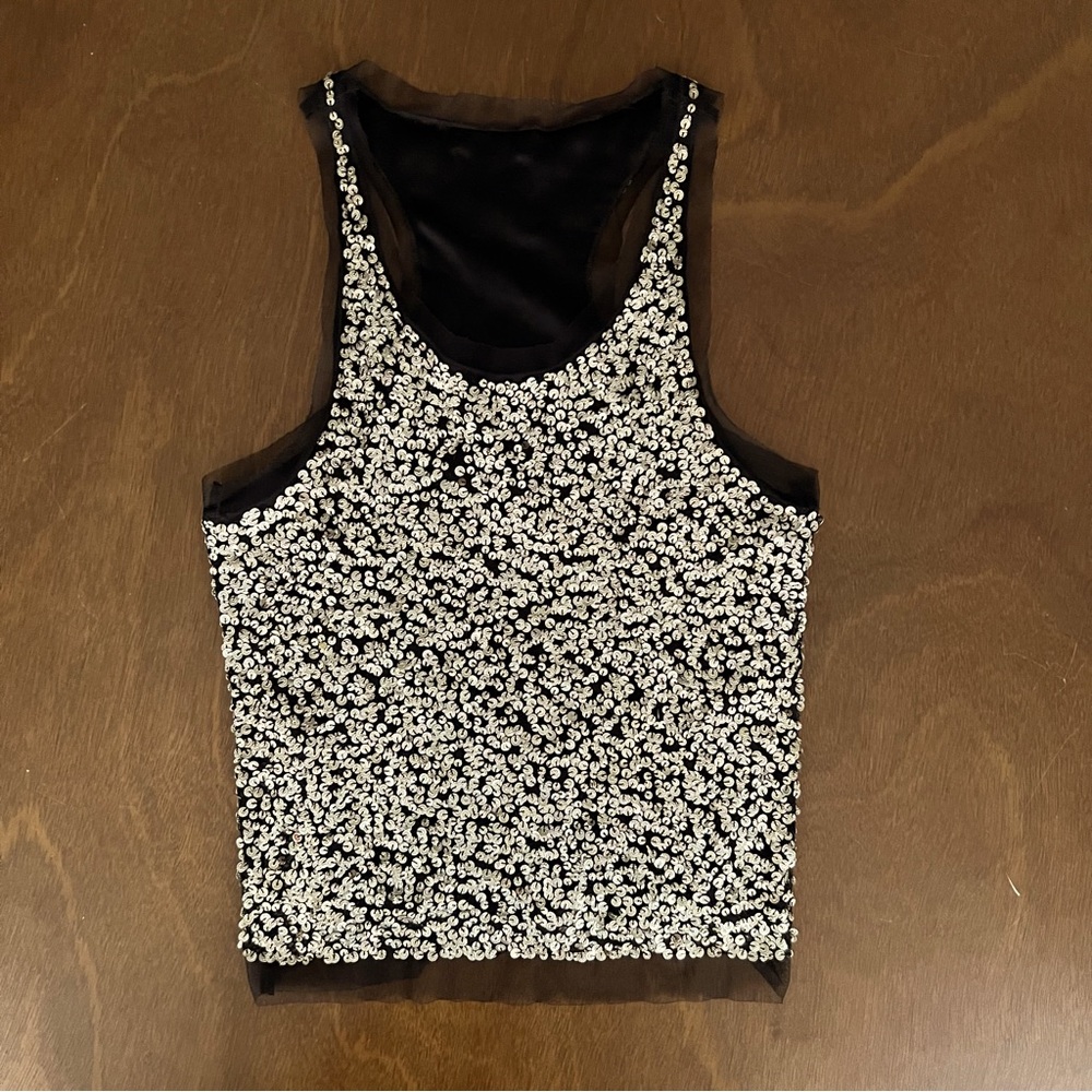 Gryphon Gold Sequin & Tulle Tank Top Size XS
